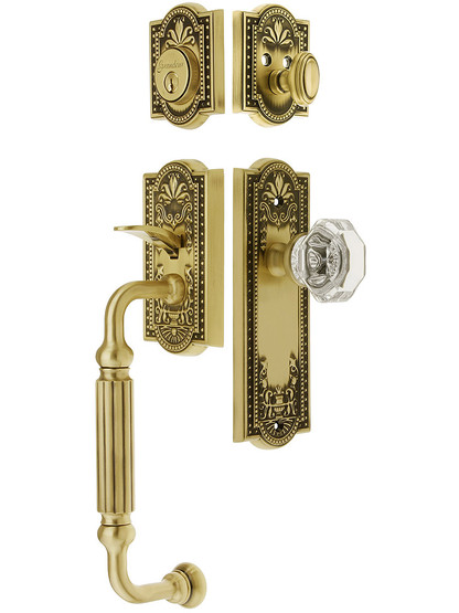 Parthenon Entry Lock Set in Antique Brass Finish with Chambord Knob and 